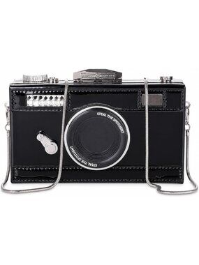 Women's Black Camera Shaped Casual Funky Style Shoulder Cross body Vintage Bag